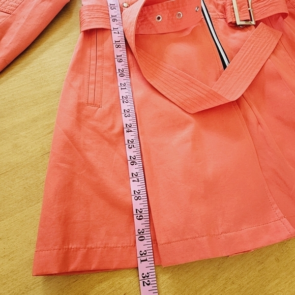 Black Rivet Belted Rain Trench Zip Coat Watermelon Size M - Picture 9 of 15